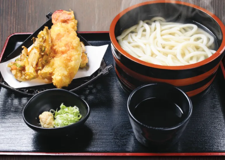 Lobster & kakiage tempura with kamaage udon at OkiDoki by Meiji (Tustin)