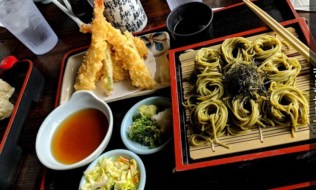 Shrimp and vegetable tempura with cha-soba at Sakura (Centinela)