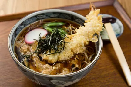 Shrimp tempura over soba (tempura soba), from Tanakaya's gallery (Tustin)