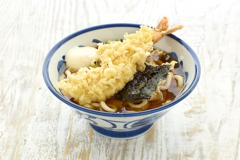 Jumbo shrimp tempura over rice at Tempura Man