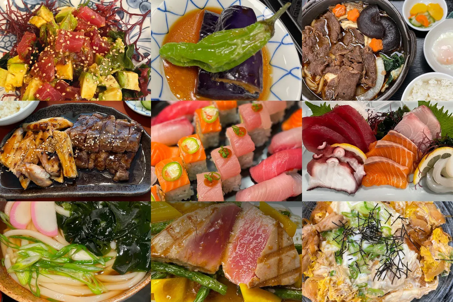 A selection of dishes at Tenjin